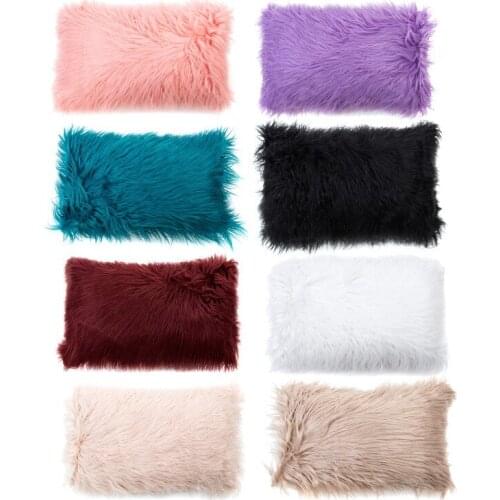 Camping Mat Faux Fur Pillowcase Sofa Bedroom Car Mat 12 X 20 Inches 30 X 50 Cm Camping New Luxury Series Style Black