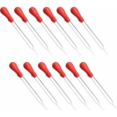 9CM/12PCS Glass dropper Pipette Lab Dropper Measuring Device Red Rubbe Head