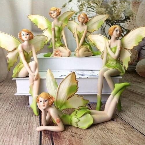 20cm Resin angel miniature figurines Action Figure female Collectible Flower Fairy Ornaments Crafts lovely gifts desk cake Deco