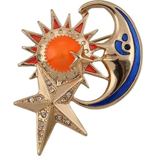Fashion new creative art Sun Moon Star color ceramics popular personality versatile coat Brooch women accessories wholesale