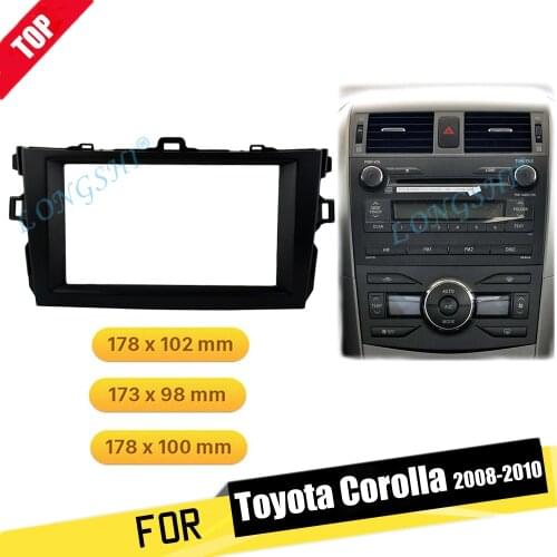 Silver Black Car Refitting 2DIN Radio Stereo DVD Frame Fascia Dash Panel Installation Kits For Toyota Corolla 07 2008 2009 2010