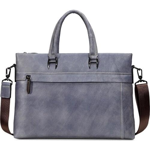 Casual genuine leather mens briefcase new business messenger bags