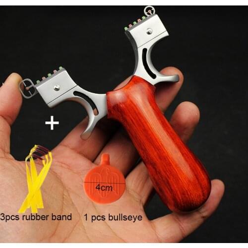 Hunting Slingshot Set Stainless Steel Catapult + Wood Handle with Rubber Band Outdoor High Precise Shooting Games