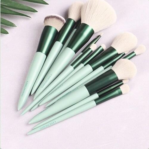 13pcs Makeup Brushes set-The Matcha Green Cosmestic Brushes-foundation&powder&blush Fiber Beauty Pens-make Up Tool