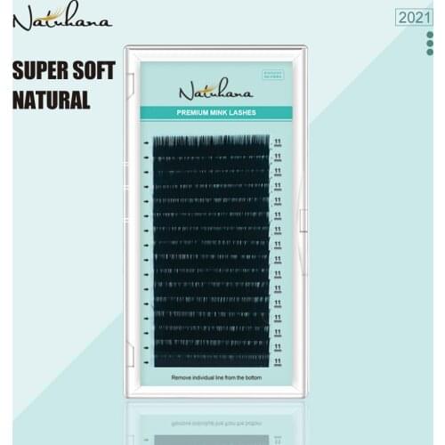 NATUHANA Wholesale 16Rows/tray B C D Curl Natural Mink Eyelash Extension individual Fake Eyelashes False Eye Lashes Extension