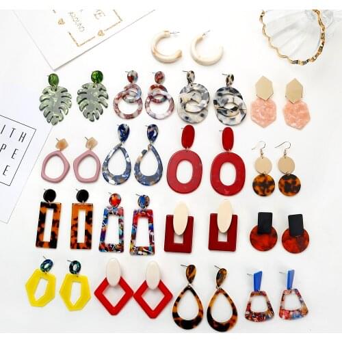 YAOLOGE Korean New Geometric Acrylic Irregular Hollow Circle Square Drop Earrings For Women 2019 Metal Party Jewelry Autumn