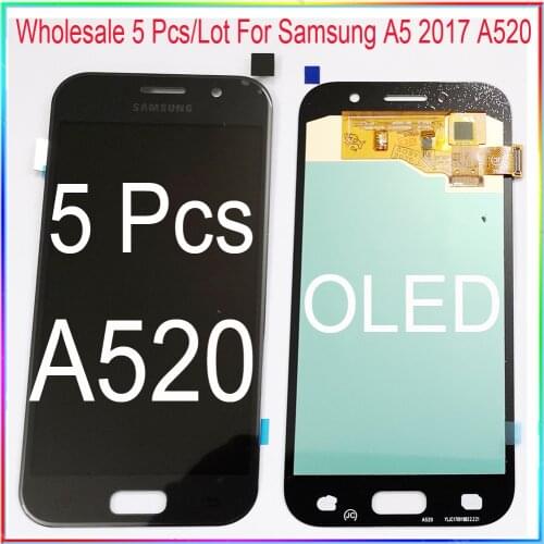 Wholesale 5 Pcs/Lot OLED for Samsung A5 2017 A520 LCD screen display with touch assembly OLED