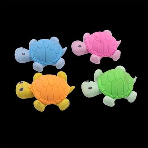 Mix 4pcs Simulation Turtle Eraser Student School Office Stationery Plastic Bags Creative Stationery Gifts