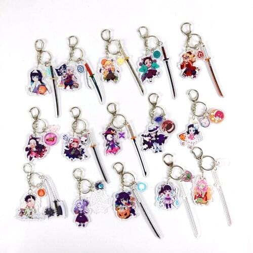 Hot New Japan Anime Demon Slayer Key Chian Cosplay Badge Acrylic Cartoon Cute Pendant Gift
