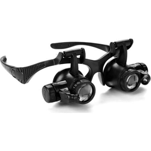 BIJIA Head-wear Glasses with LED Light Jewelry Magnifying Glass Antique Watch Repair 4 Sets of Lenses 9892G