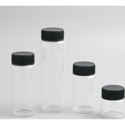 24 x 20ml 50ml 70ml 100ml Clear Glass Bottle With Plastic 3 Screw Cap for Essential Oil Sample Vial 20cc 50cc Essence Container