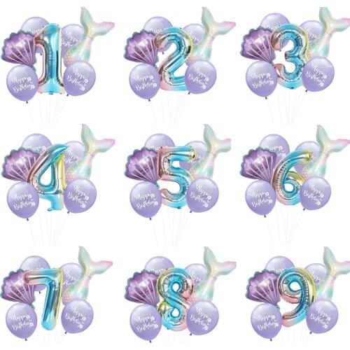 Rainbow Mermaid Balloon Ball Globos Number Birthday Party Decorations Kids Little Mermaid Party Wedding Balloons