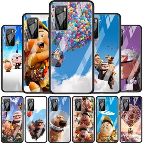 Up Disney movie for Huawei P40 P30 Pro Plus P20 P10 Lite P Smart Z 2021 2020 2019 Luxury Tempered Glass Phone Case