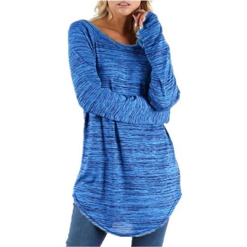 S-5XL Plus Size Tops Women T-shirt Autumn Tops Casual O Neck Long Sleeve Loose T Shirts Lady Solid Color Clothes Camisas Mujer