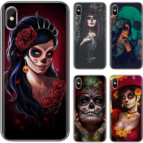 Silicone Case Cover For LG G2 G3 G4 Mini G5 G6 G7 Q6 Q7 Q8 Q9 V10 V20 V30 X Power 2 3 Spirit catrina beautiful rose girl Skull