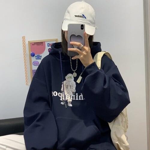 2021Vintage Letter Print Women Women Loose Hoodies Long Sleeve Autumn Cotton Sweatshirt Casual Hoodies Streetwear Clothing