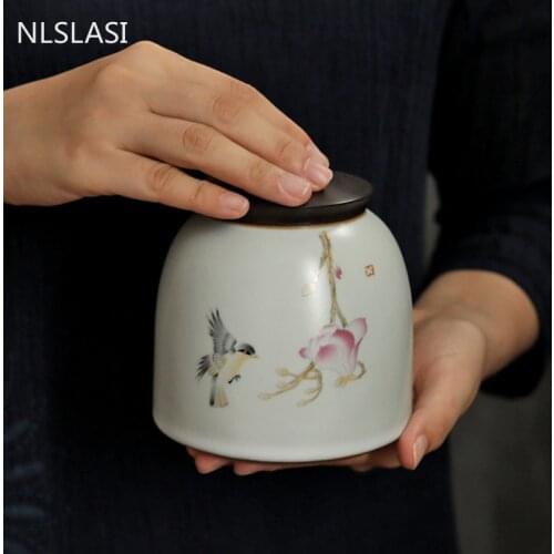 Traditional Ru Kiln Ceramics Tea Caddy Tieguanyin Containers Travel Tea Bag Sealed Tea Jar Coffee Storage Tank Spice Organizer