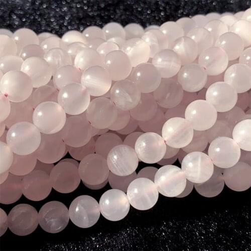 15" Natural Genuine Pink Calcite Iceland Spar Round Loose Gemstone Jewelry Necklaces Bracelets Beads 06518