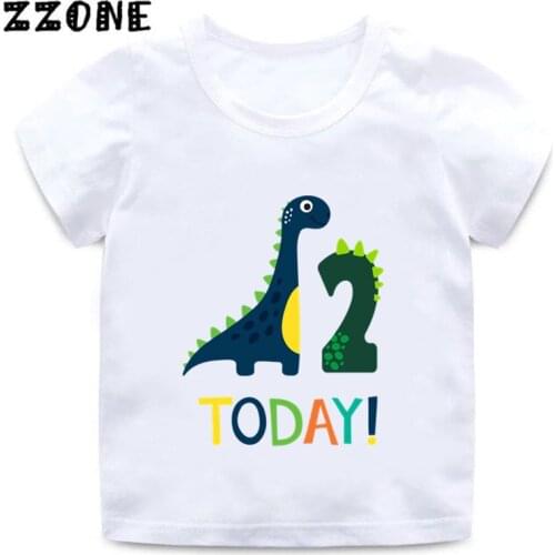Boys Dinosaur Birthday Number Cartoon Funny T Shirt Children Happy Birthday Dino Present T-shirt Boy&Girl Animal Gift Kid Tshirt