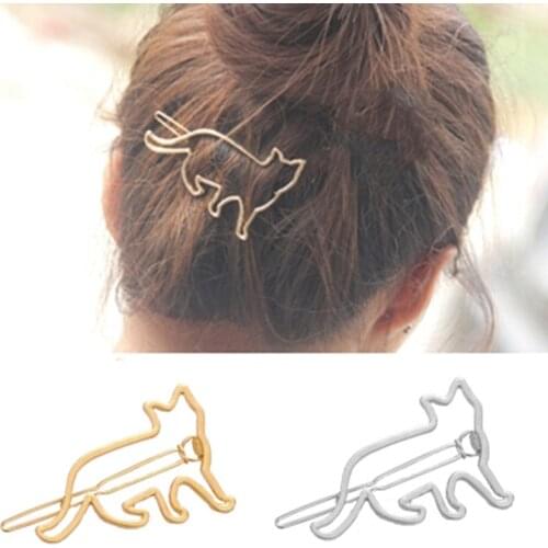 1 PC Lovely Cat Hair Clip Cute Animal Hollow Cat Hairclip Hair Pin Ladies Jewelry And Gold