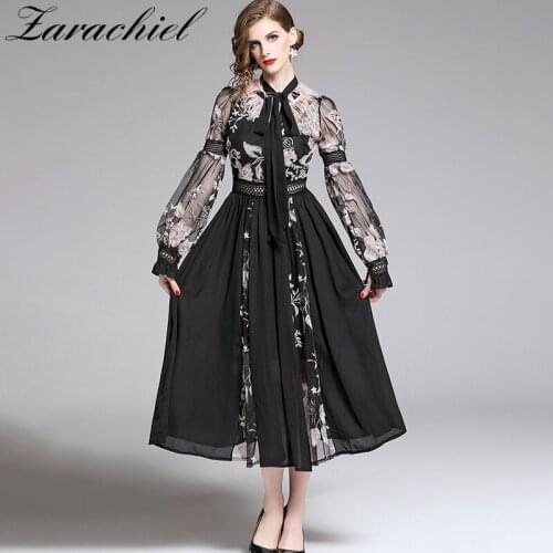 2021 Summer Women Elegant Bow Collar Pink Rose Flower Embroidery Feather Dress Vintage Mesh Chiffon Evening Party Long Dress