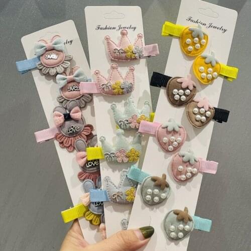 1Set Girls Cute Cartoon Fruit Animal Crown Hairpins Children Sweet Hair Clip Barrettes Headband Kids Fashion Hair Accessories