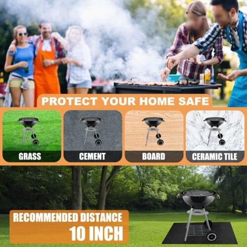 1 X Grill Mat 39*72 Inches Fiber + PVC Back Pad Fireproof Fire Mat Floor Lawn Protection BBQ Grill Pad Rug Firepad Cover