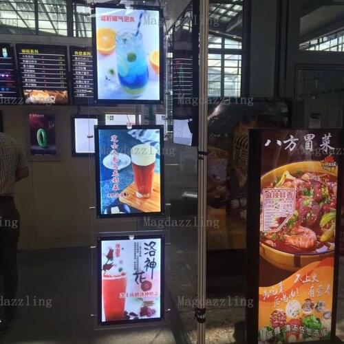 10PCS Vertical A4 Acrylic Frame LED Window Display Cable Wire Hanging Kits LED Light Pocket with U Pocket for Real Estate Agent