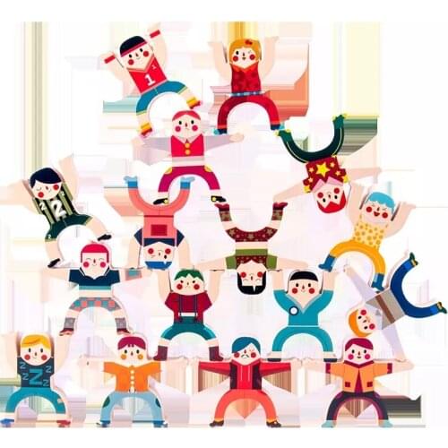 16PCS/Set Wooden Stacking Toys Board Games Acrobatic Balance Building Blocks DIY Stack Educational Toys for Children Gifts
