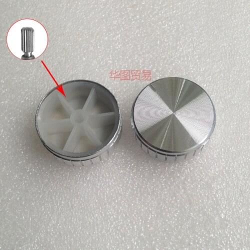 2pcs silver 40*17mm aluminum alloy knob cap / audio volume switch knob 6mm potentiometer rotating cap