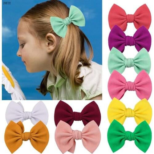 5.5'' Waffles Bow Hairpins Girls Children Flower DIY Texture Handmade Hair Bow Barrettes Fashion Hair Accessories Hairpin Gift