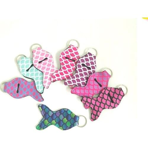 200pcs/lot free shipping New Arrival Latest Fashion 8 colors mixed personalized neoprene mermaid tail chapstick holder