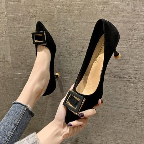 2020 Pointed Toe High Heels Shoes New Female Fashion Metal Female Leisure Office & Career Women Pumps Zapatos De Mujer W37-57