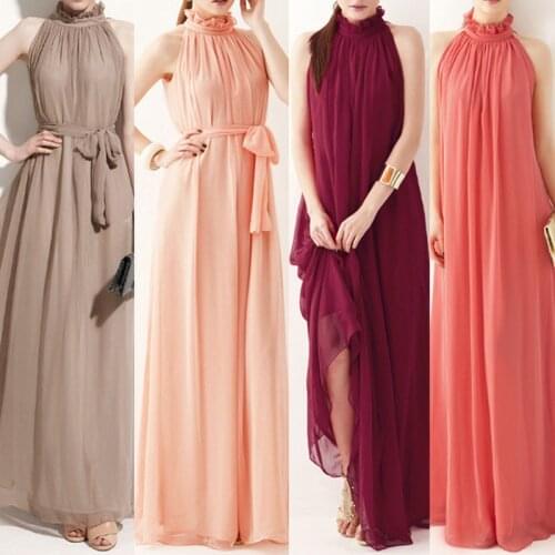 2021 Pregnancy Dress Maternity Dresses Women Dress Chiffon Long Dress Halter Tunic Sleeveless Pleated Maxi Dress Party Dresses