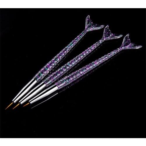 3PCS Acrylic Nail Brushes Nails Liner Painting Brush Art Design UV Gel Drawing Manicure Salon Tools