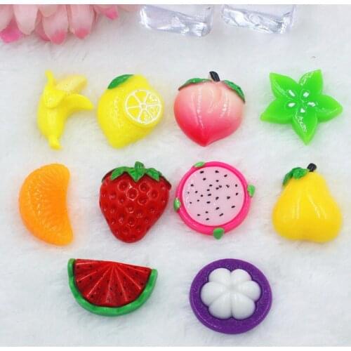 30pcs/lot kawaii resin fruit mix color and item resin cabochons accessories 25mm