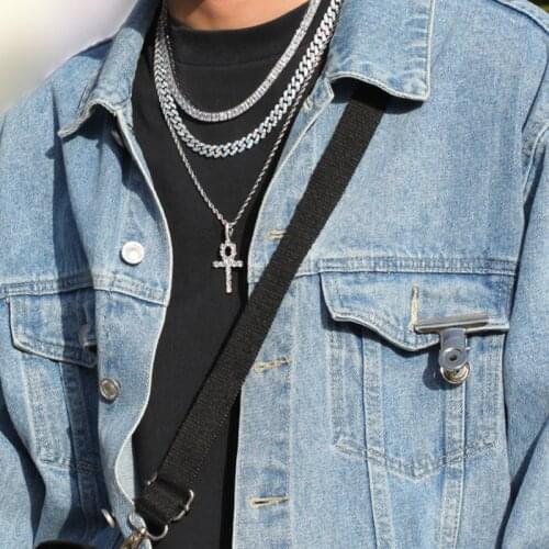 Hip hop accessories Zircon Necklace Chain horsewhip metal inlay hip hop rock punk necklace large chain Neck