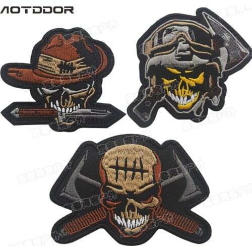 Australia Skull Embroidery Patch ARMY Military Patch Tactical Emblem Badge Appliques Combat Embroidered Patches wholesale