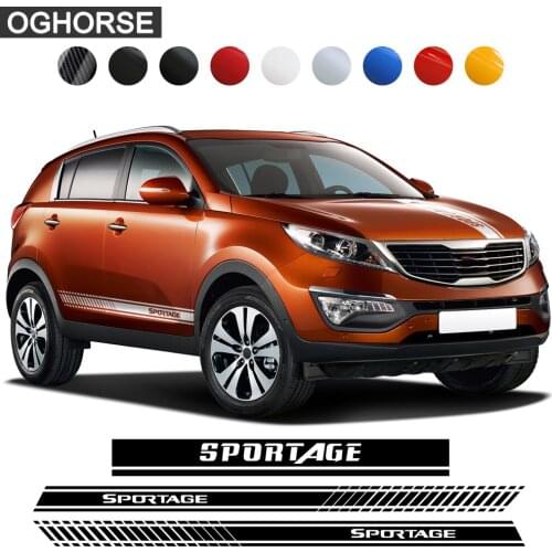 Car Styling Racing Sport Hood Decal Bonnet Body Kit Side Stripes Skirt Sticker for Kia Sportage 3 4 SL QL GT Line