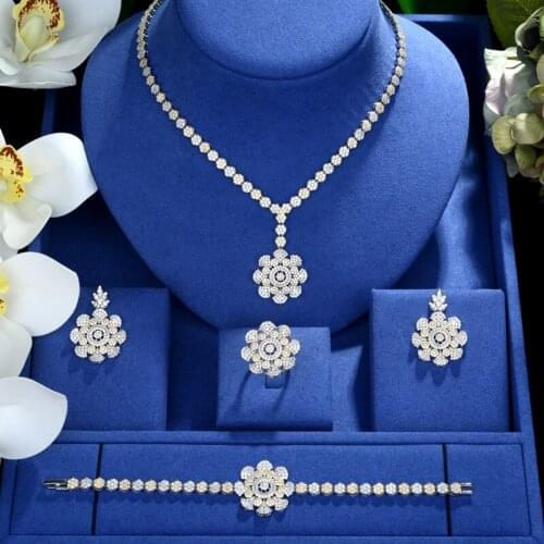 Be 8 New Design Luxury AAA Zircon Flower Shape Earrings and Pendant Jewelry Sets for Fashion Women Wedding Jewelry Set S495