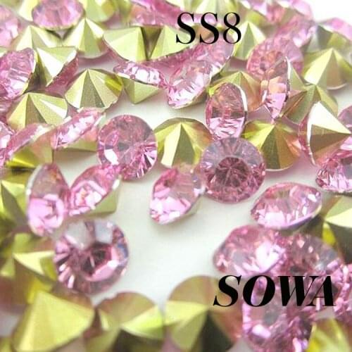 Free Shipping New 14400pcs SS8(2.3-2.4mm) Fashion Light Pink Color Resin Pointback beads For Bags/Garment/Shoes DIY
