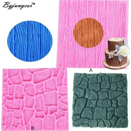 Byjunyeor C117 2pcs/lot Dry Wall &Bark UV Resin Silicone Mold Fondant Chocolate Candy Lollipop Crystal Epoxy Soft Clay Bake Tool