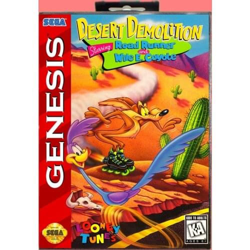 Desert Demolition 16 Bit MD Game card with Retail Box For Sega Genesis & Mega Drive