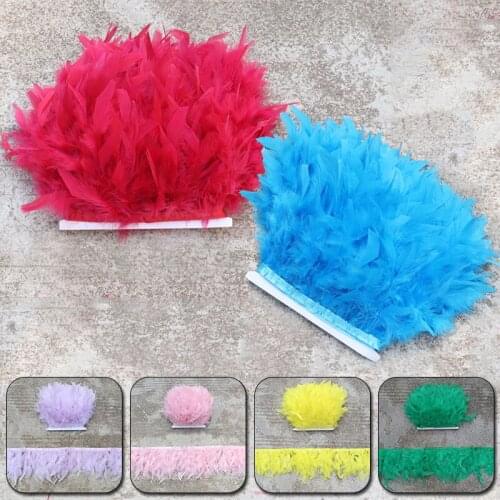 DIY turkey feather lace Fluffy Turkey feather trim cloth edge Handmade Sewing clothing decorative wedding party Feather lace