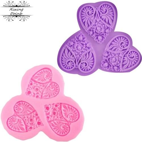 DIY heart shaped wedding cake decoration sugar craft tool rose love soft candy shape silica gel mold chocolate baking