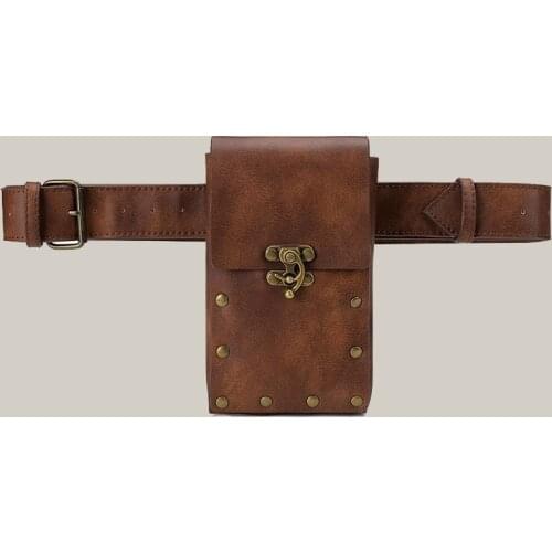 Travel Vetical Belt Phone Case Waist Fanny Pack Bag Medieval Pouch Viking Leather Wallet Men Women Punk Pirate Costume For Adult