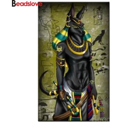 Egypt Anubis 5d diy Diamond Painting 3d god Pattern Diamond Embroidery round mosaic Diamond set Egyptian Symbols home decor