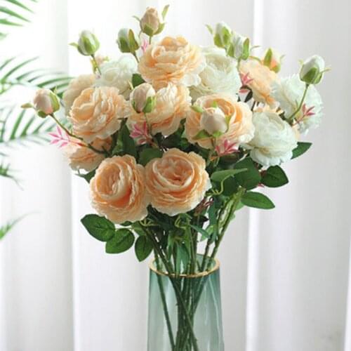 European 3 peony imitation flowers home wedding decoration fake flowers three peony