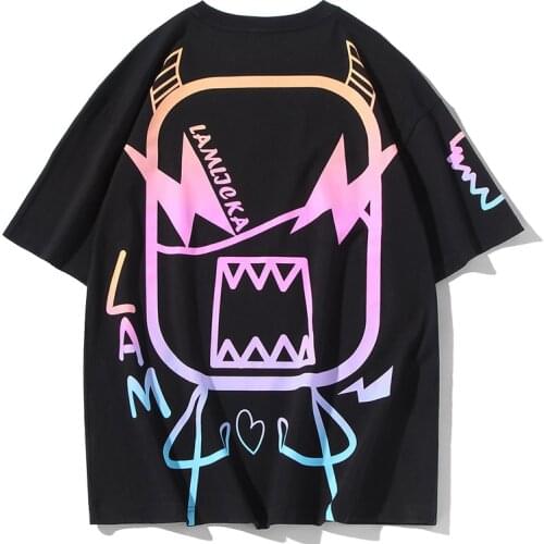 Oversize T-Shirts Harajuku Japanese Devil Tshirt Short Sleeve Hip Hop Streetwear Cotton Tee Tops Summer Men Clothes Dropshipping