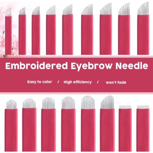 500pcs 7 9 11 12 14 U shape Permanent Makeup Eyebrow flex Tattoo Needles Blade For 3D Microblading lamina blade Agulhas Tebori